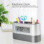 Digital Table Clock With Pen Holder, Home Office Essentials 1pc