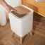 Table Waste Bin with Lid in Wood Look, Rubbish Bin with Lid, Worktop, Desktop and Floor Rubbish Bin, Cute Luxury Waste Bin with Click System, Cosmetic Bin (1.8 Gal Square)
