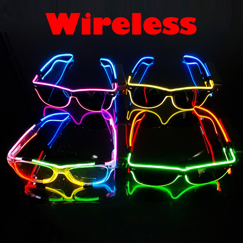 Zyoz Cordless EL Wire Glowing Eyewear – Multi-Color Wireless LED Party Sunglasses (clear lance)
