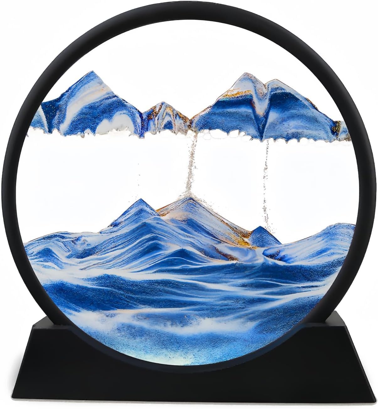 ZYOZ 3D Moving Sand Art Picture Glass Liquid Painting Natural Landscape Showpieces for Home Decor, Antique Gifts for Kids, Office Desktop Decoration, Desk Table Decorative Items (Blue) Secondary image