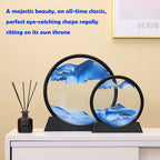 3D Moving Sand Art Picture Glass Liquid Painting Natural Landscape Showpieces for Home Decor, Antique Gifts for Kids, Office Desktop Decoration, Desk Table Decorative Items (Blue)