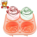 Pieces 3D Rose Ice Cube Mold and Heart Shape Ice Cube Tray Silicone Ice Mold 4 Flower Ice Ball Maker for Whiskey Freezer Cocktails Drinks Brandy