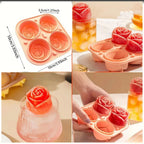 Pieces 3D Rose Ice Cube Mold and Heart Shape Ice Cube Tray Silicone Ice Mold 4 Flower Ice Ball Maker for Whiskey Freezer Cocktails Drinks Brandy