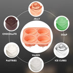 Pieces 3D Rose Ice Cube Mold and Heart Shape Ice Cube Tray Silicone Ice Mold 4 Flower Ice Ball Maker for Whiskey Freezer Cocktails Drinks Brandy