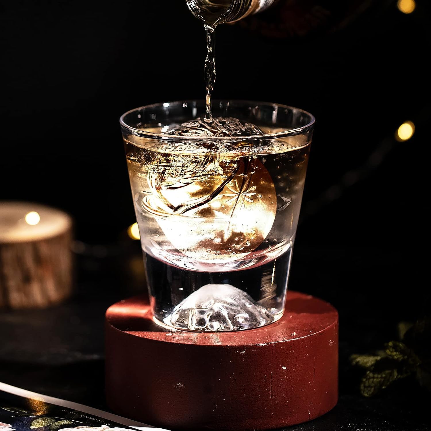 Pieces 3D Rose Ice Cube Mold and Heart Shape Ice Cube Tray Silicone Ice Mold 4 Flower Ice Ball Maker for Whiskey Freezer Cocktails Drinks Brandy