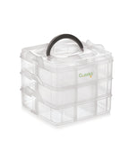 Jewellery Organisers Plastic 3 layer 18 Grid Square Portable Transparent Storage Detachable Box Organizer Case for jewelry sewing button earrings Hair (Transparent), 14.5x14.5 cm