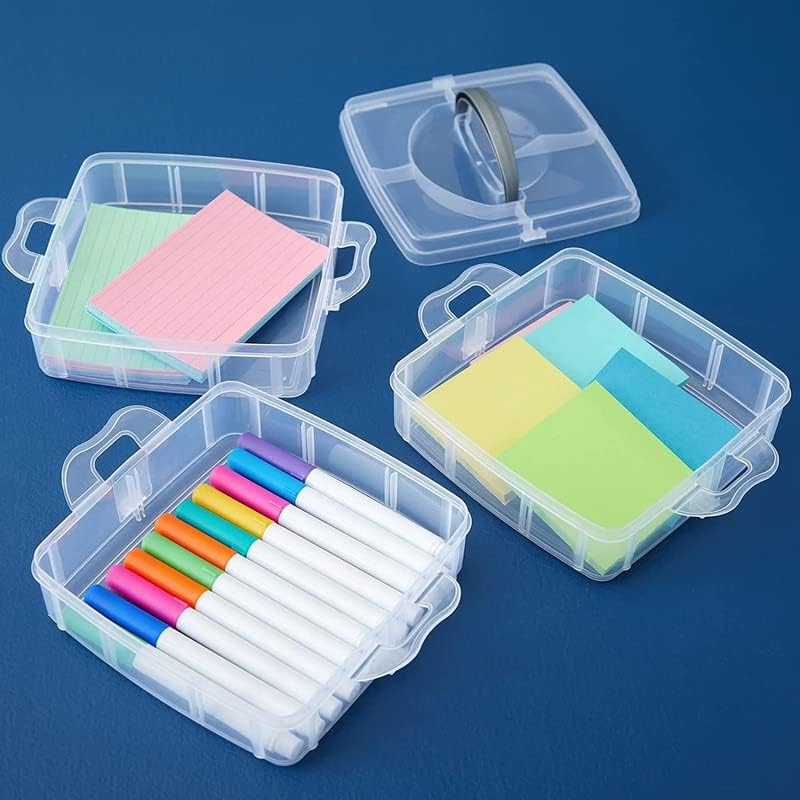 Jewellery Organisers Plastic 3 layer 18 Grid Square Portable Transparent Storage Detachable Box Organizer Case for jewelry sewing button earrings Hair (Transparent), 14.5x14.5 cm