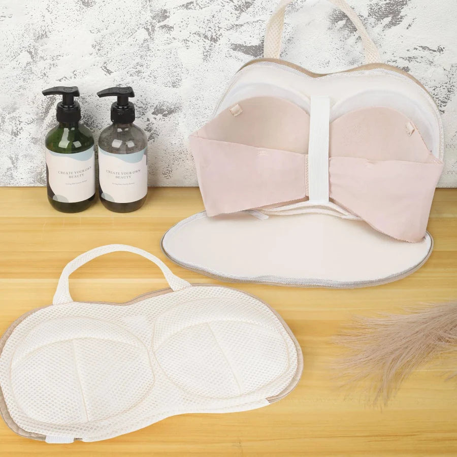 3Pcs Bra Wash Bags for Laundry Lingerie Brassiere Bag bra washing protector holder for Washing Machine Beige(A to C Cups) Secondary image