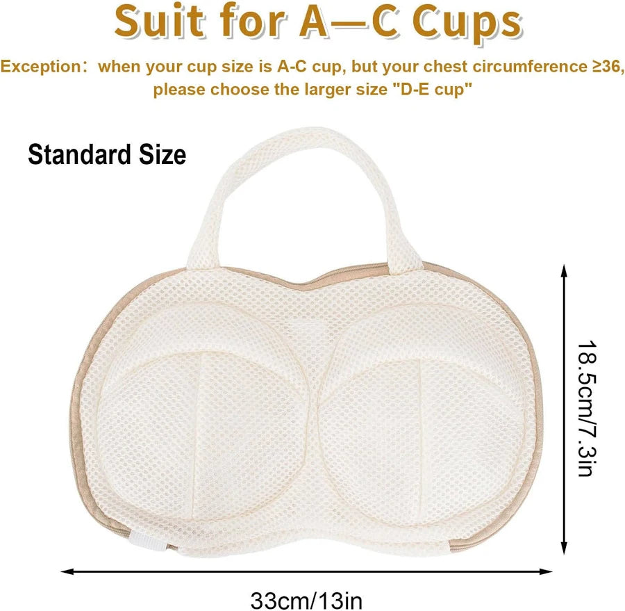 3Pcs Bra Wash Bags for Laundry Lingerie Brassiere Bag bra washing protector holder for Washing Machine Beige(A to C Cups)