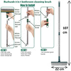 3 in 1 Long Handle Bathroom Cleaning Brush with Wiper, 180° Rotate for Floor/Toilet Cleaning
