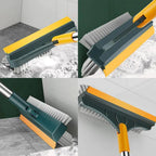 3 in 1 Long Handle Bathroom Cleaning Brush with Wiper, 180° Rotate for Floor/Toilet Cleaning