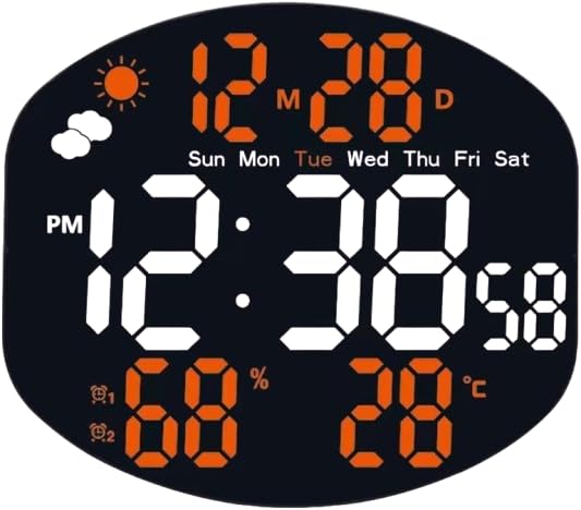 Electronic Digital Clock Large Screen with Remote Control Wall Desk Dual Use Weather Display Temperature Alarm Silent Operation for Home Office Reception USB Powered 1 pcy