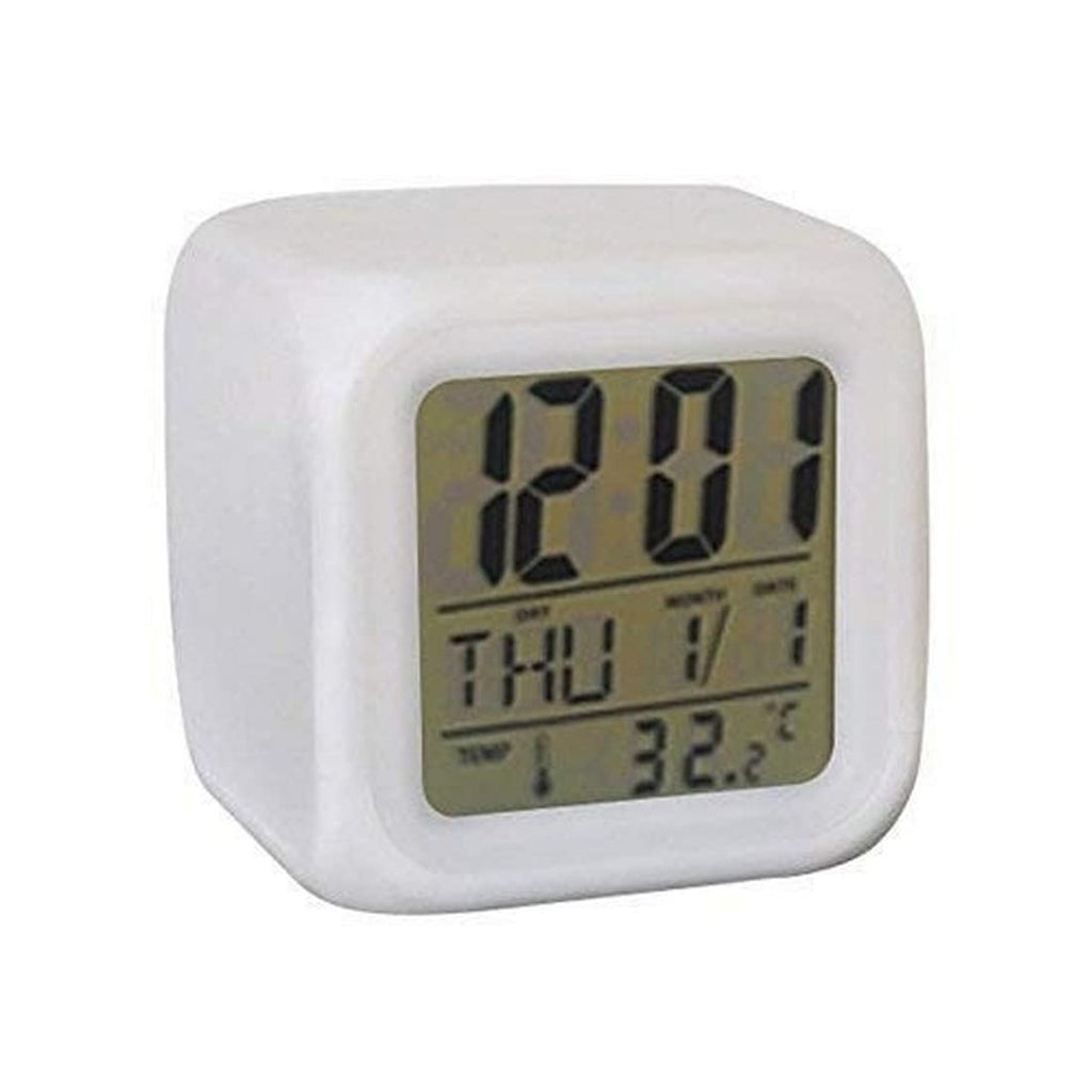 7 Color Changing Led Digital Alarm Clock with Date Time, Multicolor