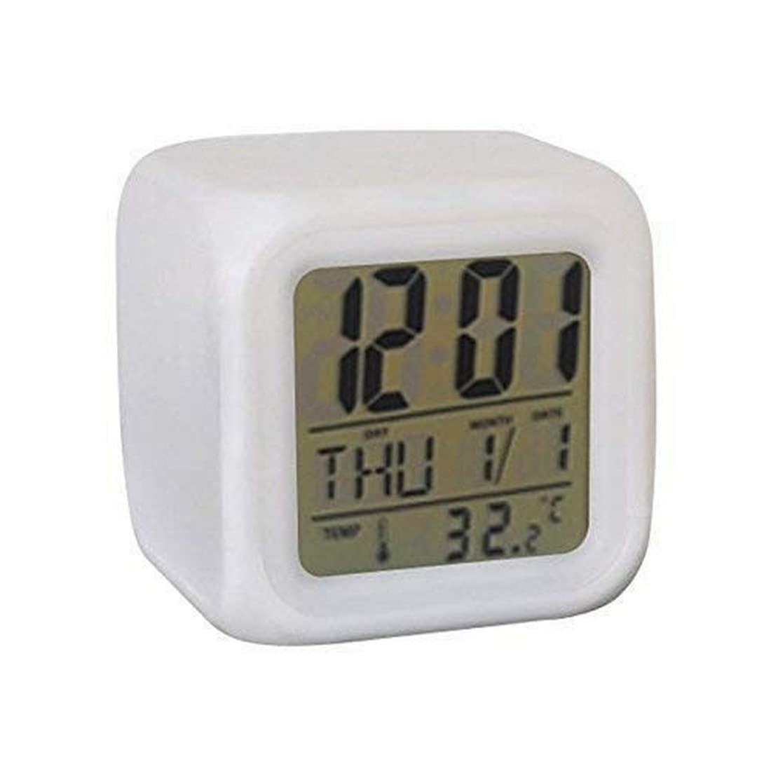 7 Color Changing Led Digital Alarm Clock with Date Time, Multicolor