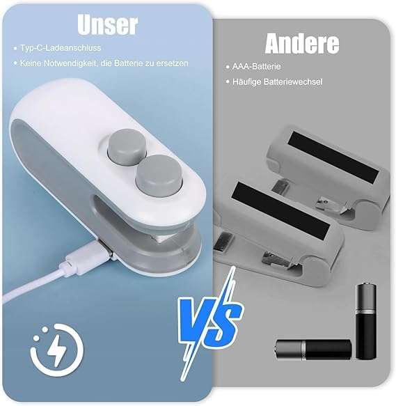 Mini Bag Sealer, Rechargeable 2 in 1 Bag Sealer Heat Seal with Cutter, Portable Bag Resealer for Chip Bags, Plastic Bag Sealer Machine for Snacks and Freshness Food Storage