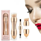 4 in 1 Makeup Brush Set – Foundation, Powder, Eyeshadow & Travel Makeup Brush | Compact Portable Brush Kit with Soft Synthetic Bristles for Women & Girls