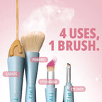 4 in 1 Makeup Brush Set – Foundation, Powder, Eyeshadow & Travel Makeup Brush | Compact Portable Brush Kit with Soft Synthetic Bristles for Women & Girls