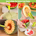 4 in 1 Melon Baller Scoop Set || Stainless Steel Watermelon Cutter Fruit Carving Tools Set || Fruit Scooper Seed Remover Watermelon Knife for Vegetable, Salad, Ice Cream (‎Melon Baller Scoop)