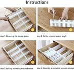 8 Adjustable Strips Interlocking Self Assembly Plastic Drawer Divider Storage Organizer - Grid Closet Partition Strips for Home, Office, Wardrobe, Cabinet (Pack of 8)
