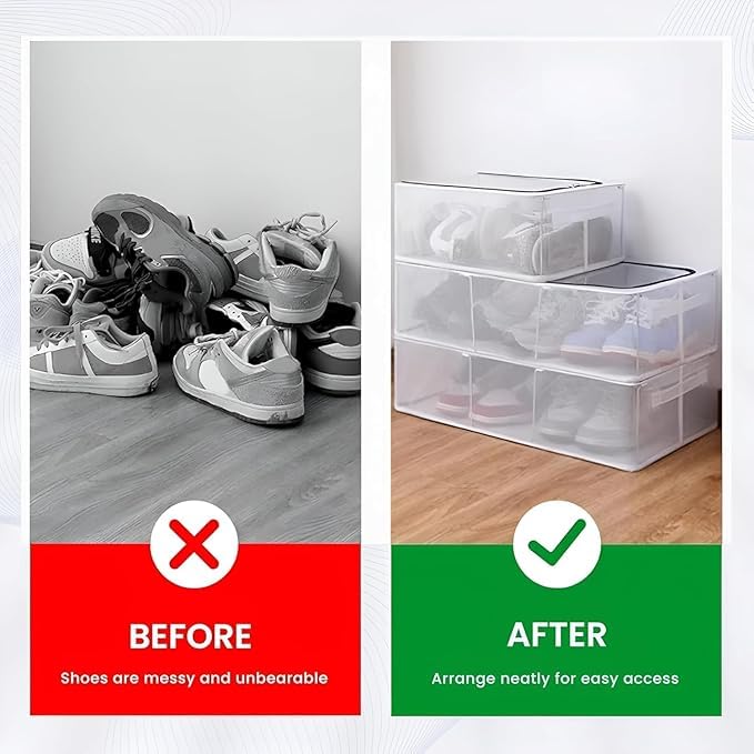 Clear Foldable Shoe Bag | Shoe Box Organizer | Transparent Shoe Rack | Dustproof Shoe Cover | Space-Saving Sneaker Box | Foldable & Easy to Clean | Storage Organizer Rack (1, Big)