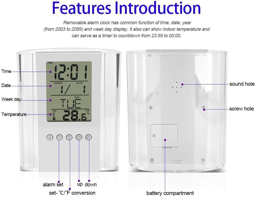 Digital Desk Clock with Pen Holder – Multifunctional LED Display with Time, Date, Temperature, Alarm & Calendar – Modern Office Table Organizer