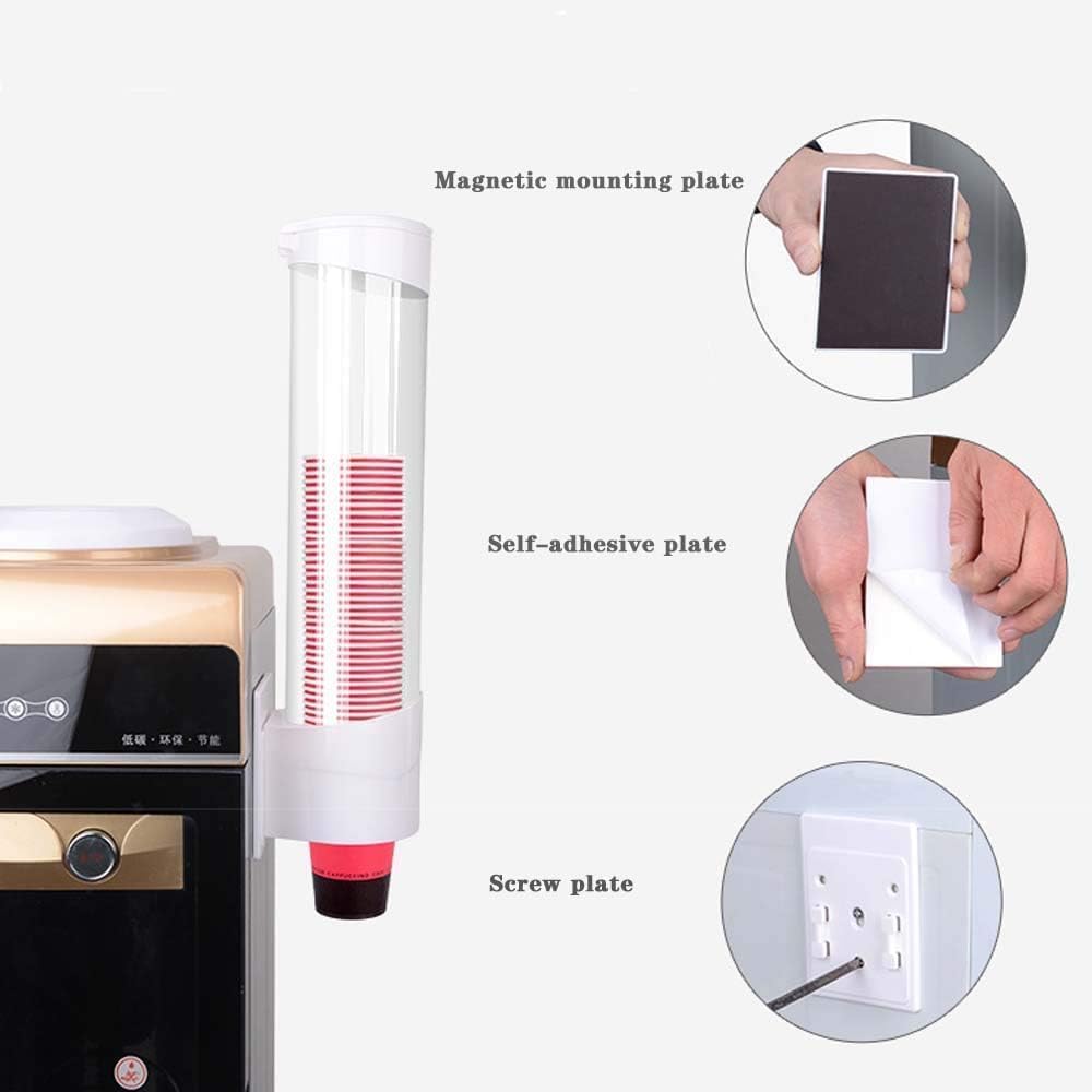 ZYOZ Self Adhesive Paper Cup Glass Dispenser Holder, Wall Mounted Plastic Drinking Water Cup Dispenser, Glass Dispenser Holder, Disposable Cup Holder Organizer