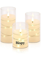3 pcs LED Pillar Candles, Flameless, Flickering,with Embedded Star String, Acrylic, Suitable for Home Decoration (Size : Small+Medium+Big)