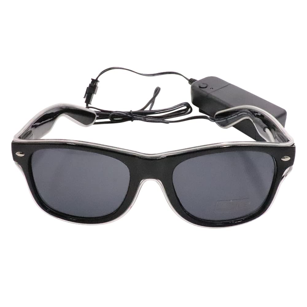Zyoz Neon EL Wire LED Glasses | Glow-in-the-Dark Light-Up Sunglasses for Raves & Festivals (BLACK LANCE)