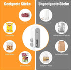 Mini Bag Sealer, Rechargeable 2 in 1 Bag Sealer Heat Seal with Cutter, Portable Bag Resealer for Chip Bags, Plastic Bag Sealer Machine for Snacks and Freshness Food Storage