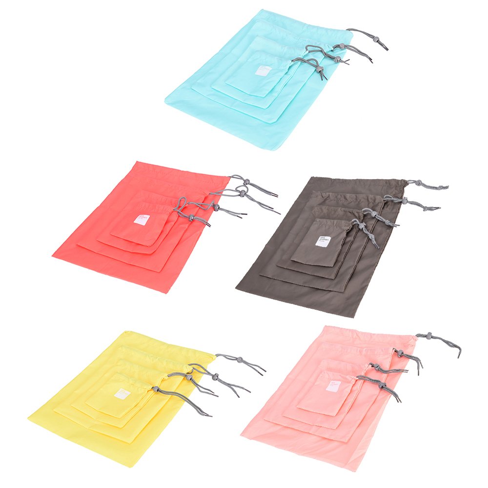 ZYOZ Multicolor Waterproof Shoe & Laundry Bags Set of 4, Travel Drawstring Storage Pouches for Shoes, Clothes, Underwear & Makeup, Portable Luggage Packing Organizers for Travel, Gym & Home Storage Secondary image