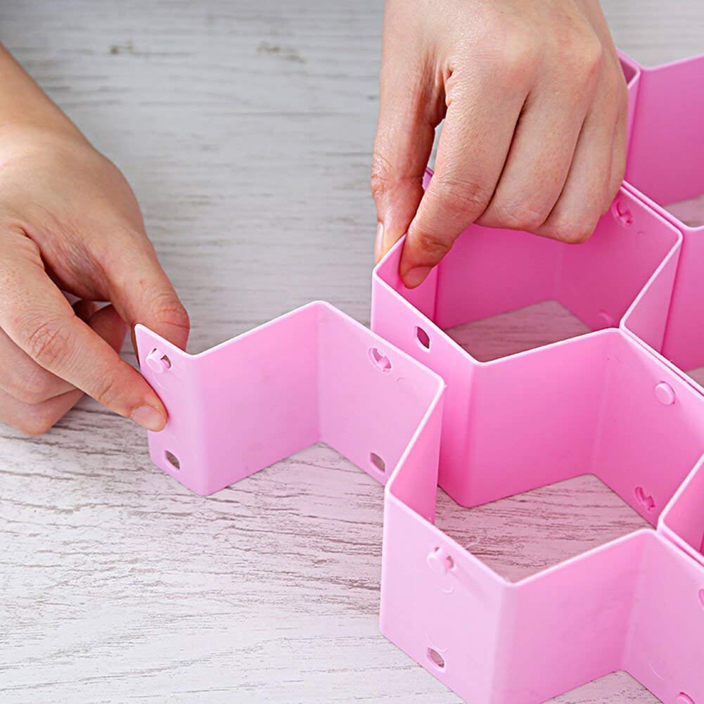 ZYOZ Honeycomb Closet Organizer Drawer Dividers Plastic Partition Cabinet Clapboard Storage Boxes for Underwear Socks Ties Belts Scarves and Makeup (Pack of 8 Straps) Secondary image
