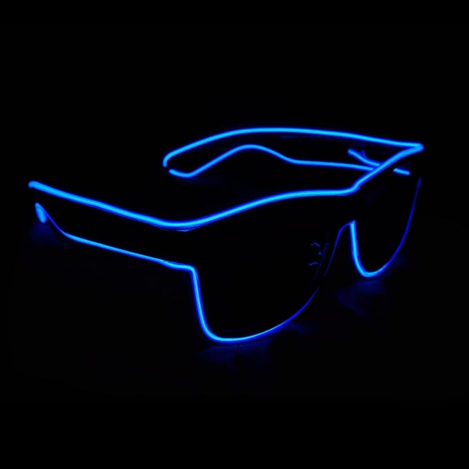 Zyoz™ Wireless LED Light-Up Glasses – Neon EL Wire Party & Festival Glasses (black Lance)