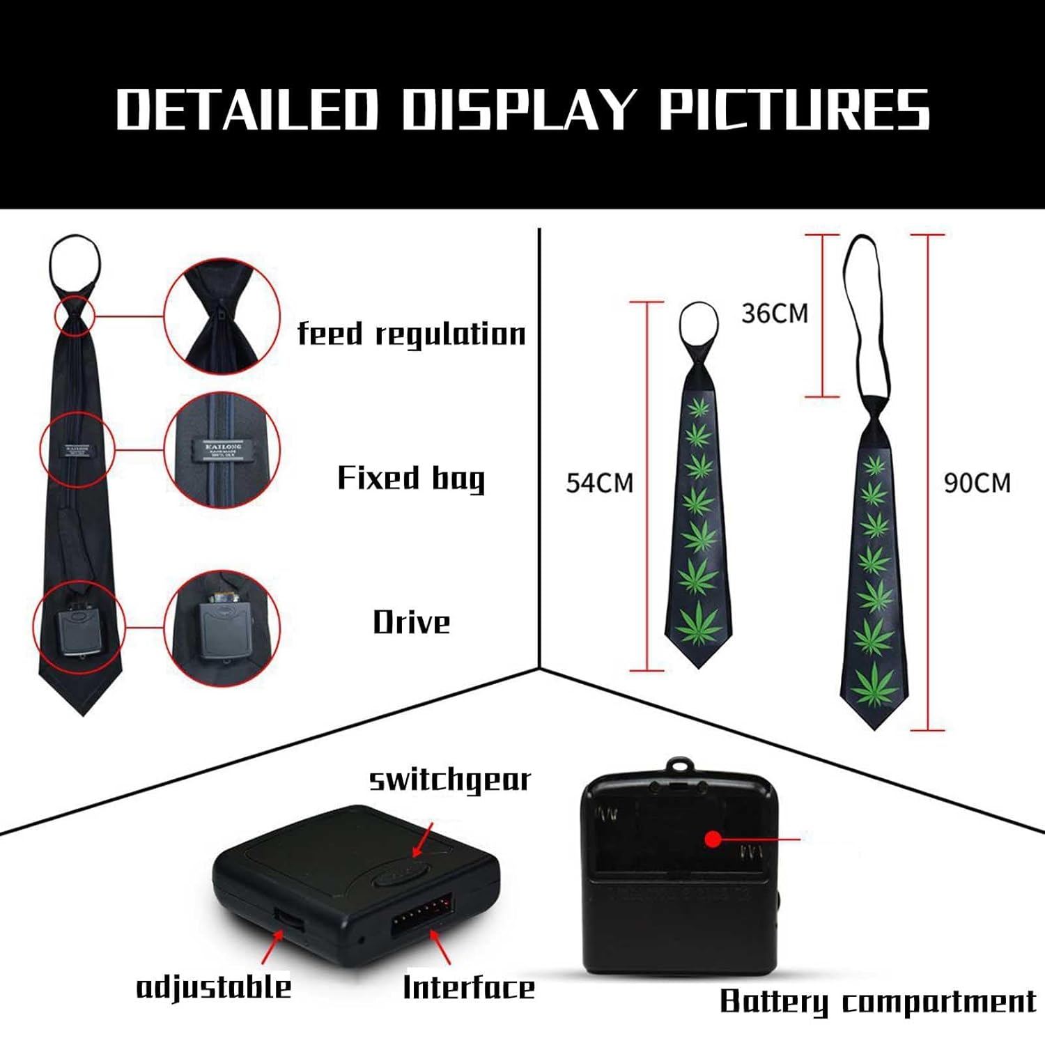 Neckties - Led Tie VoiceControlled LED Tie for Men Women Flashing Glow in the Dark Necktie Adjustable LightUp EL Wire Tie for Party Concerts Night Show Festivals