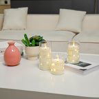 3 pcs LED Pillar Candles, Flameless, Flickering,with Embedded Star String, Acrylic, Suitable for Home Decoration (Size : Small+Medium+Big)