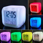 7 Color Changing Led Digital Alarm Clock with Date Time, Multicolor