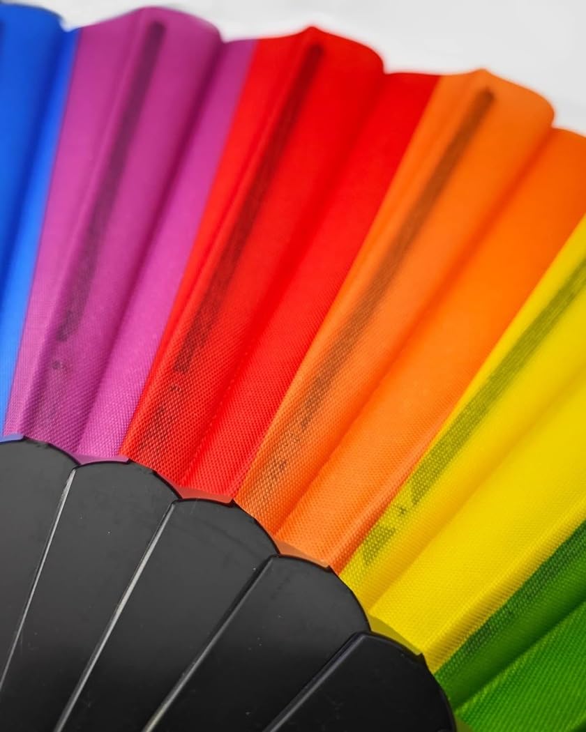 Rainbow Chinese Hand Fan Foldable Silk Fan for Dance, Wedding Favors, Theme Parties & Home Decor 2 pcs/set Secondary image