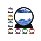 3D Moving Sand Art Picture Glass Liquid Painting Natural Landscape Showpieces for Home Decor, Antique Gifts for Kids, Office Desktop Decoration, Desk Table Decorative Items (Blue)