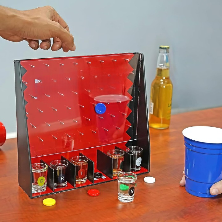 ZYOZ Adult Alcohol Drinking Game 6 Shot Glass Hen Stag Night Fun House Party - Traditional Slot Counter Drop Pin Tip…