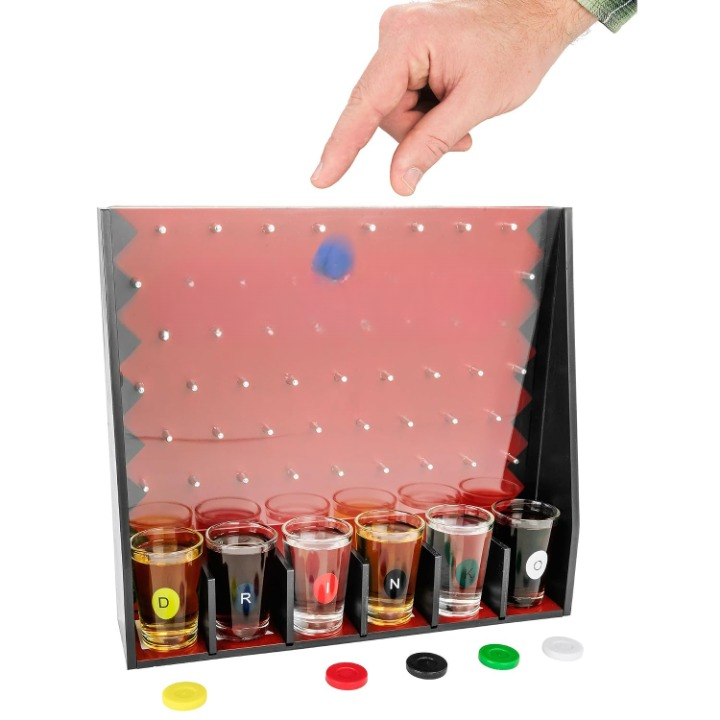ZYOZ Adult Alcohol Drinking Game 6 Shot Glass Hen Stag Night Fun House Party - Traditional Slot Counter Drop Pin Tip… Secondary image