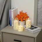 3 pcs LED Pillar Candles, Flameless, Flickering,with Embedded Star String, Acrylic, Suitable for Home Decoration (Size : Small+Medium+Big)