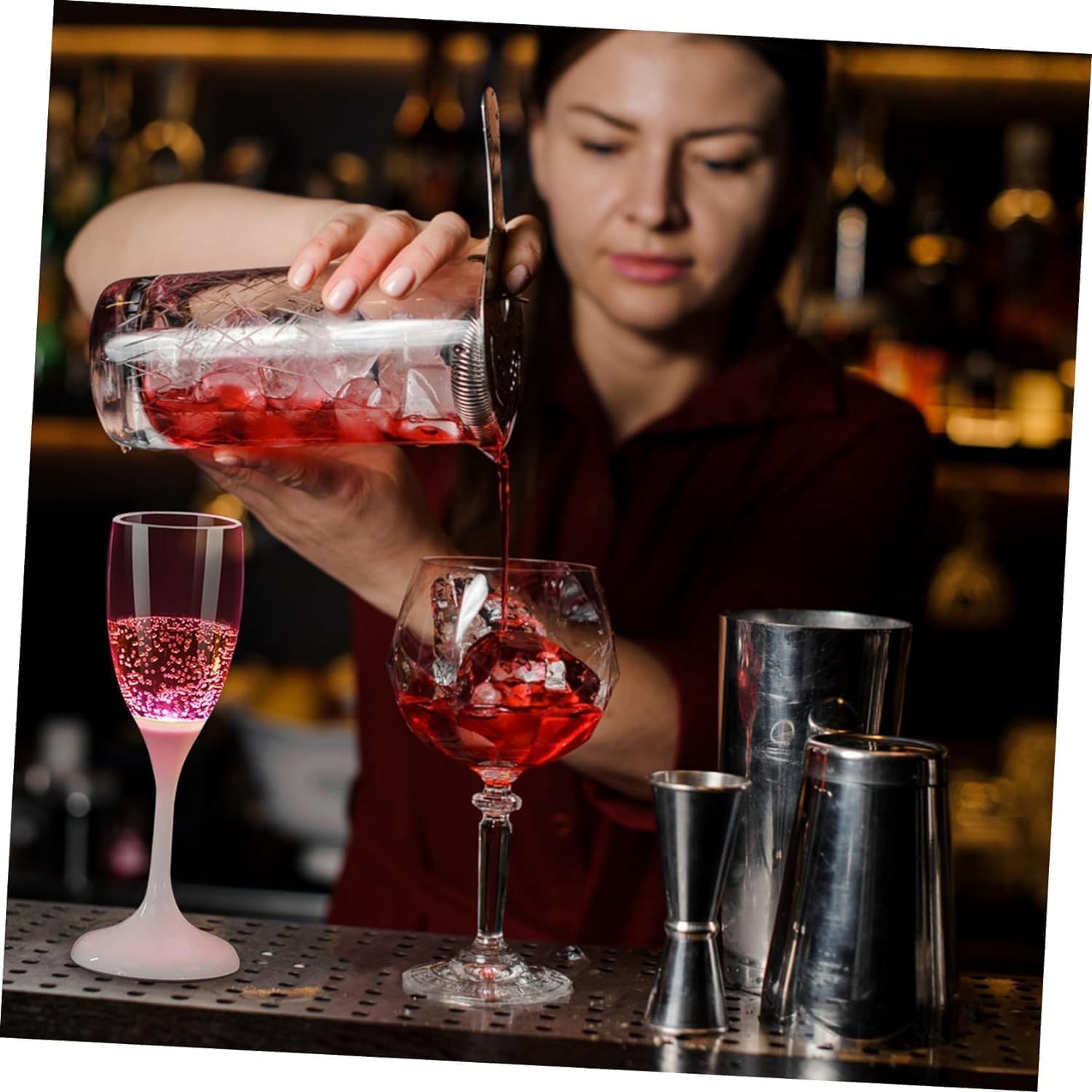 ( pack of 6 )LED Champagne Glasses Set| Multi-Color Liquid Water Activated Glass for Bars| Party Bar Colorful Led Wine Glass| Multi-Color Water Liquid Activated Flashing Light for Restaurant, Party & Bar Secondary image