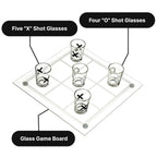 ZYOZ Tic Tac Shot Drinking Board Game – Premium Glass Tic Tac Toe Shot Glass Game Set with 9 Shot Glasses & Gridded Glass Board | Fun Party Games for Adults, College Apartment Essentials & Bar Decor