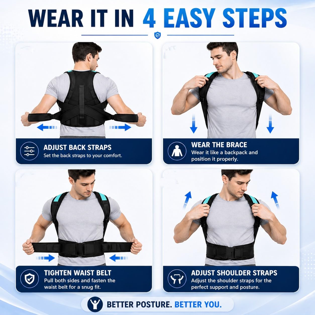 ZYOZ Posture Corrector Belt For Men & Women|Back Pain Relief Posture Corrector|Shoulder,Back Support Belt|Back Straightener Brace For Spine|Clavicle Support|Universal Size Secondary image