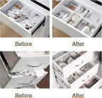 8 Adjustable Strips Interlocking Self Assembly Plastic Drawer Divider Storage Organizer - Grid Closet Partition Strips for Home, Office, Wardrobe, Cabinet (Pack of 8)
