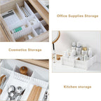 8 Adjustable Strips Interlocking Self Assembly Plastic Drawer Divider Storage Organizer - Grid Closet Partition Strips for Home, Office, Wardrobe, Cabinet (Pack of 8)