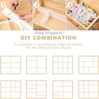 8 Adjustable Strips Interlocking Self Assembly Plastic Drawer Divider Storage Organizer - Grid Closet Partition Strips for Home, Office, Wardrobe, Cabinet (Pack of 8)