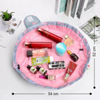 Women's Waterproof Travel Cosmetic Bag | Multifunction Portable Makeup & Toiletry Organizer with Drawstrings | Lazy Travel Storage Bag