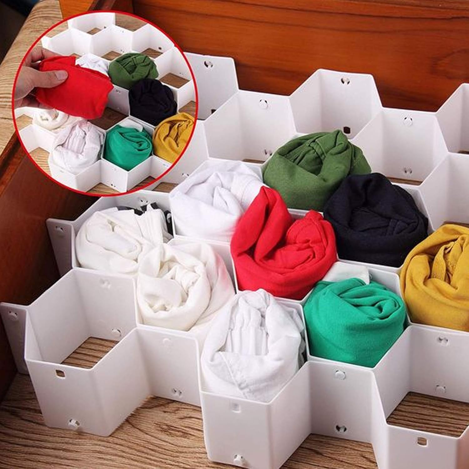 Honeycomb Closet Organizer Drawer Dividers Plastic Partition Cabinet Clapboard Storage Boxes for Underwear Socks Ties Belts Scarves and Makeup (Pack of 8 Straps)