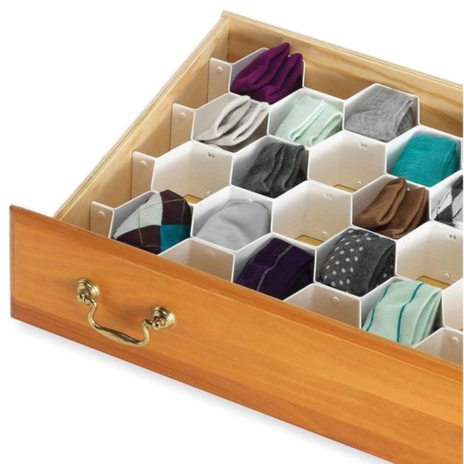 Honeycomb Closet Organizer Drawer Dividers Plastic Partition Cabinet Clapboard Storage Boxes for Underwear Socks Ties Belts Scarves and Makeup (Pack of 8 Straps)