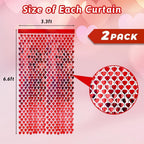 Red Heart Shape Metallic Foil Fringe Curtains for Party Decoration Window Door String Curtain Wedding Birthday Photo Booth Backdrop Party Tassel